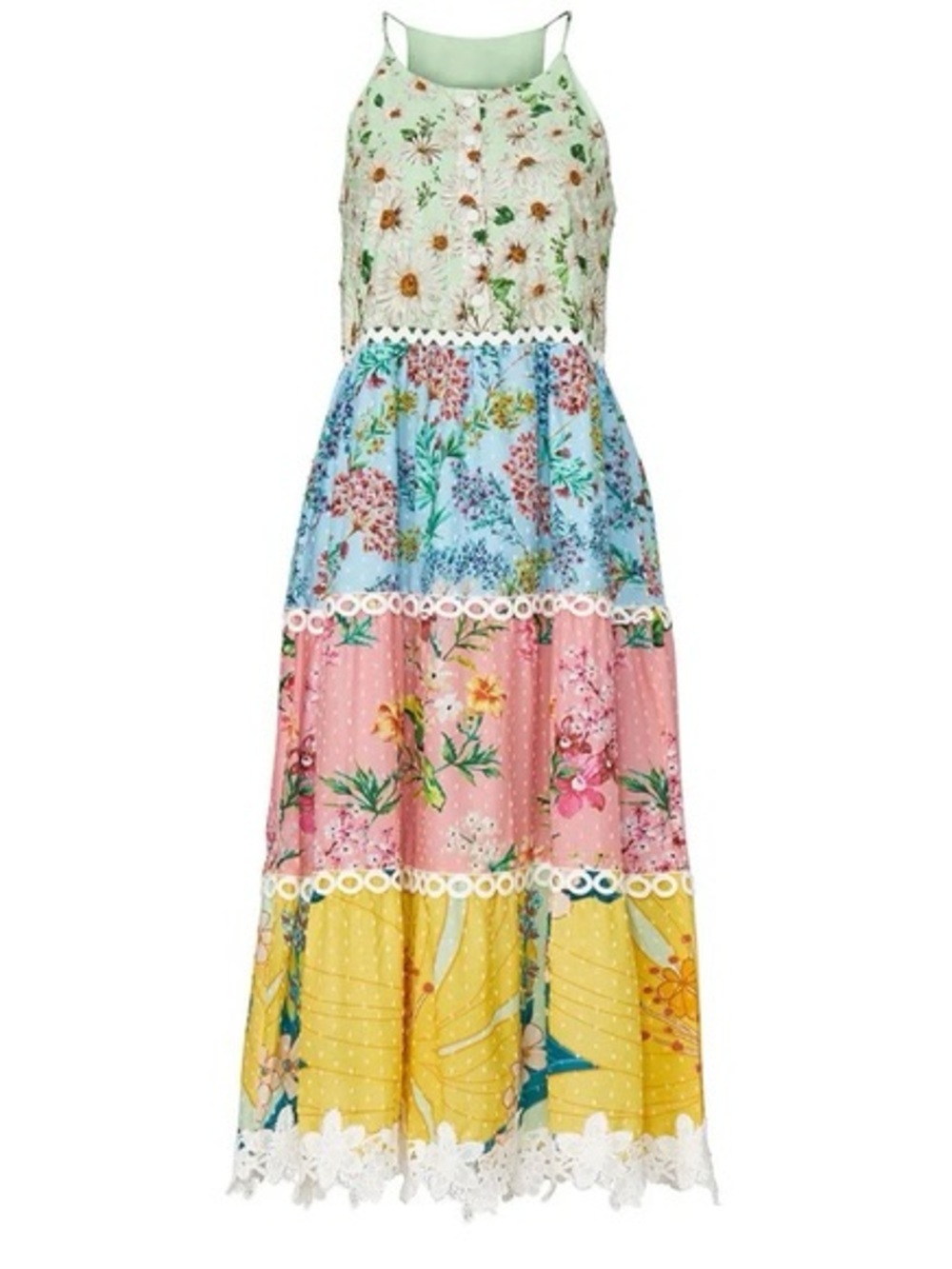 Farm Rio Mixed Floral Halter Midi Dress - Picture 2 of 8